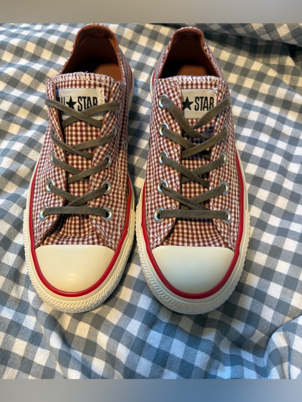 Red Gingham Converse All-Stars Low-Top Sneakers